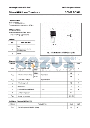 BD911 datasheet - Silicon NPN Power Transistors