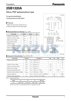 2SB1320 datasheet - Silicon PNP epitaxial planer type