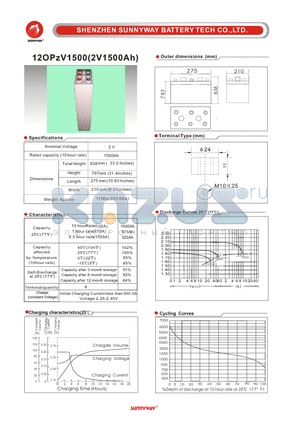 12OPZV1500 datasheet - OPZV Stationary battery