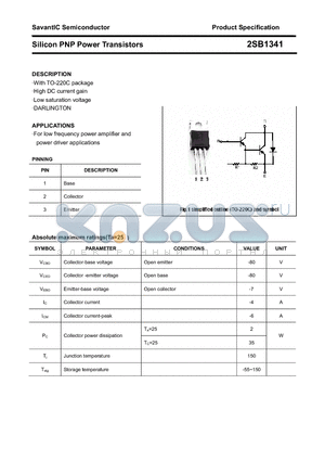 2SB1341 datasheet - Silicon PNP Power Transistors