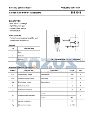 2SB1343 datasheet - Silicon PNP Power Transistors