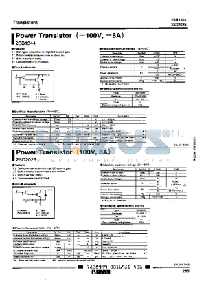 2SB1344 datasheet - POWER TRANSISTOR (-100V, -8A)