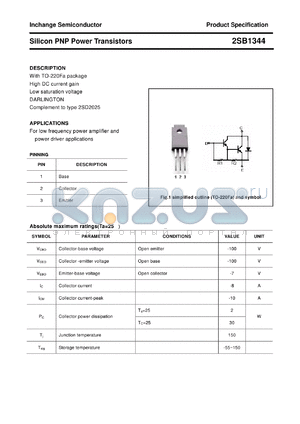 2SB1344 datasheet - Silicon PNP Power Transistors