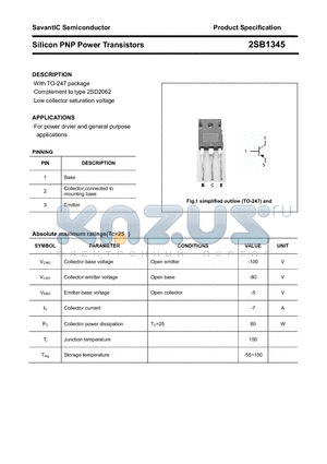 2SB1345 datasheet - Silicon PNP Power Transistors