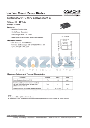 CZRW55C12-G datasheet - Surface Mount Zener Diodes