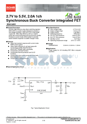 BD9130NV_12 datasheet - 2.7V to 5.5V, 2.0A 1ch Synchronous Buck Converter integrated FET