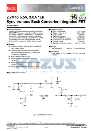 BD9132MUV_12 datasheet - 2.7V to 5.5V, 3.0A 1ch Synchronous Buck Converter integrated FET