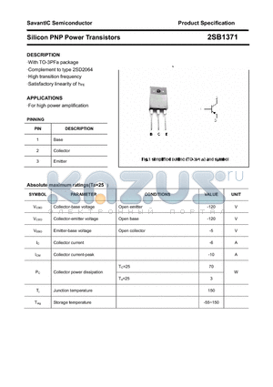 2SB1371 datasheet - Silicon PNP Power Transistors