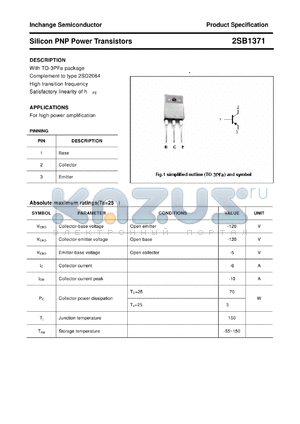 2SB1371 datasheet - Silicon PNP Power Transistors