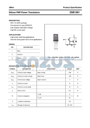 2SB1381 datasheet - Silicon PNP Power Transistors
