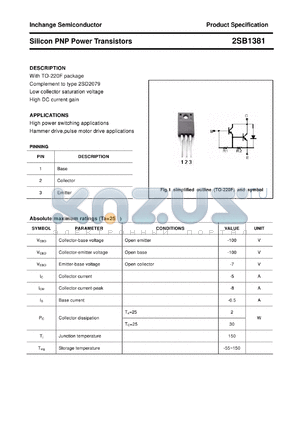 2SB1381 datasheet - Silicon PNP Power Transistors