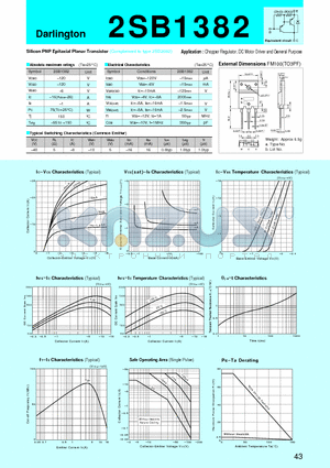 2SB1382 datasheet - Silicon PNP Epitaxial Planar Transistor(Chopper Regulator, DC Motor Driver and General Purpose)