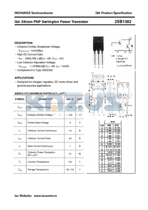 2SB1382 datasheet - isc Silicon PNP Darlington Power Transistor