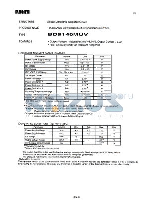 BD9140MUV datasheet - 1ch DC/DC Converter IC built in synchronous rectifier