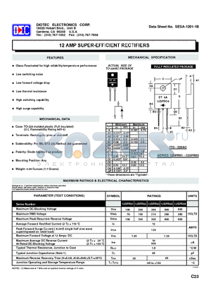 12SPR01 datasheet - 12 AMP SUPER EFFICIENT RECTIFIERS