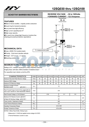 12SQ030 datasheet - SCHOTTKY BARRIER RECTIFIERS