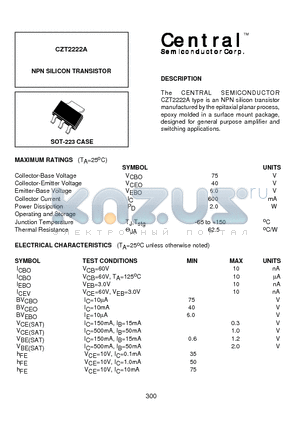 CZT2222A datasheet - NPN SILICON TRANSISTOR