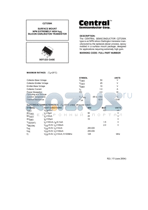 CZT250K datasheet - SURFACE MOUNT NPN EXTREMELY HIGH hFE SILICON DARLINGTON TRANSISTOR