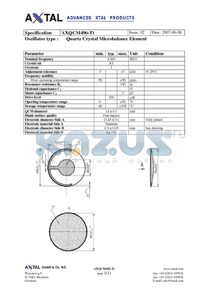 AXQCM496-TI datasheet - Quartz Crystal Microbalance Element