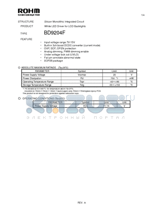 BD9204F datasheet - Silicon Monolithic Integrated Circuit