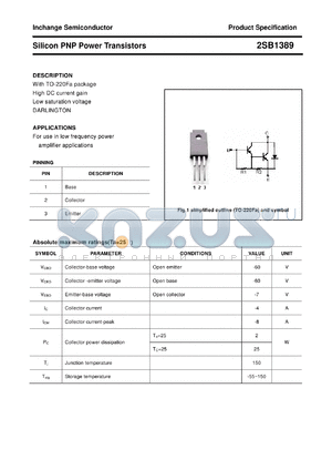2SB1389 datasheet - Silicon PNP Power Transistors