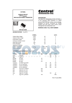 CZT3090L datasheet - SURFACE MOUNT LOW VCE(SAT) NPN SILICON POWER TRANSISTOR