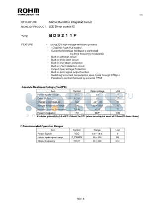 BD9211F datasheet - Silicon Monolithic Integrated Circuit