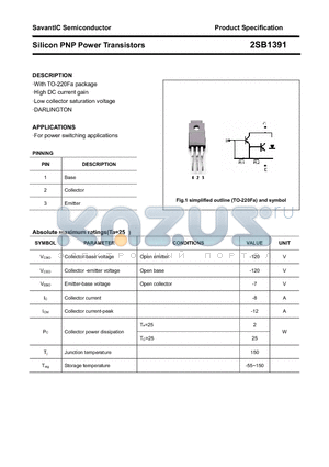 2SB1391 datasheet - Silicon PNP Power Transistors