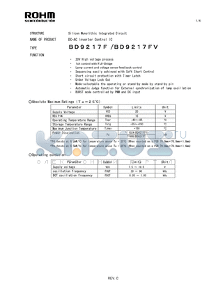 BD9217FV datasheet - Silicon Monolithic Integrated Circuit