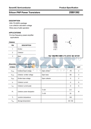 2SB1392 datasheet - Silicon PNP Power Transistors