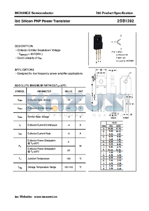 2SB1392 datasheet - isc Silicon PNP Power Transistor