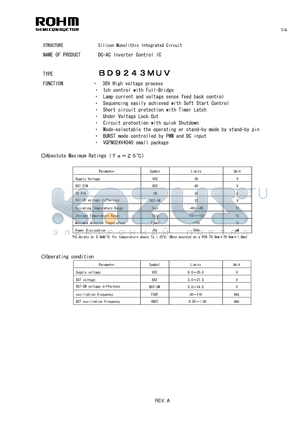 BD9243MUV datasheet - Silicon Monolithic Integrated Circuit