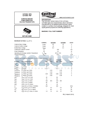 CZT3904_10 datasheet - SURFACE MOUNT COMPLEMENTARY SILICON TRANSISTORS