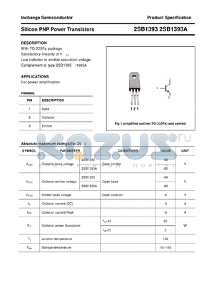2SB1393 datasheet - Silicon PNP Power Transistors