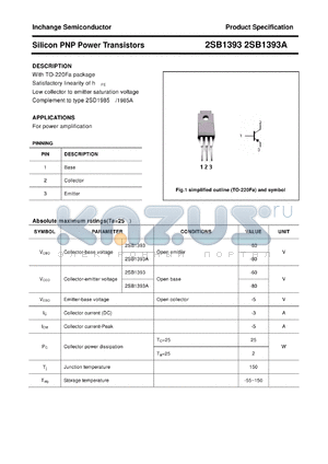 2SB1393A datasheet - Silicon PNP Power Transistors