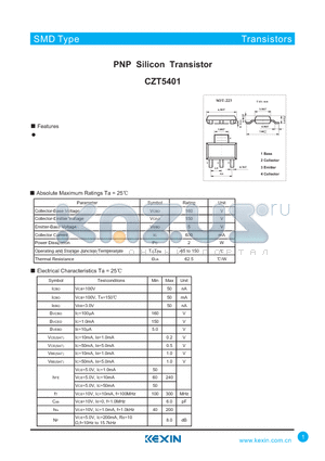 CZT5401 datasheet - PNP Silicon Transistor