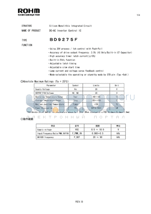 BD9275F datasheet - Silicon Monolithic Integrated Circuit