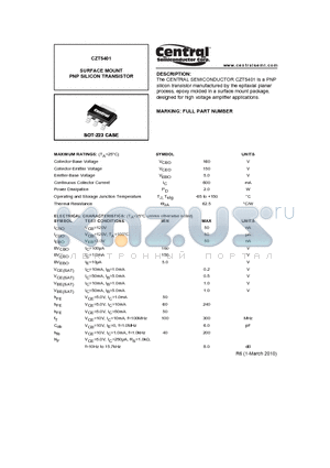 CZT5401_10 datasheet - SURFACE MOUNT PNP SILICON TRANSISTOR