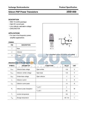 2SB1400 datasheet - Silicon PNP Power Transistors