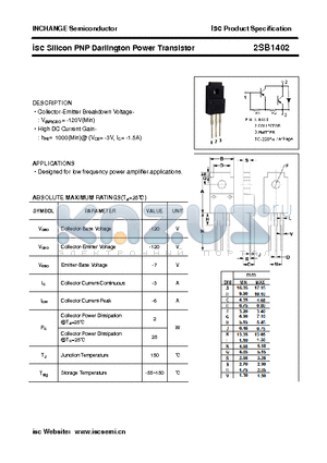 2SB1402 datasheet - isc Silicon PNP Darlington Power Transistor