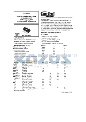 CZT7090LE datasheet - ENHANCED SPECIFICATION SURFACE MOUNT LOW VCE(SAT) PNP SILICON POWER TRANSISTOR