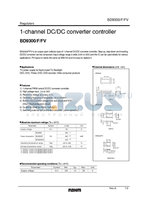 BD9300FV datasheet - 1-channel DC/DC converter controller