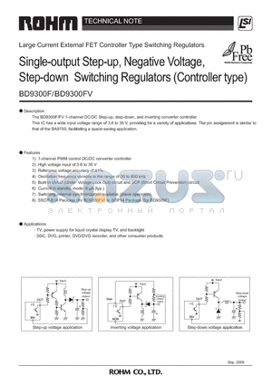 BD9300FV datasheet - Single-output Step-up, Negative Voltage, Step-down Switching Regulators (Controller type)