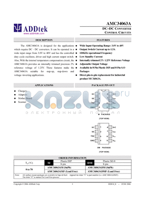 AMC34063A datasheet - DC-DC CONVERTER CONTROL CIRCUITS