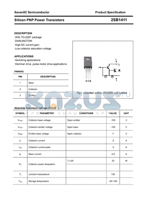 2SB1411 datasheet - Silicon PNP Power Transistors