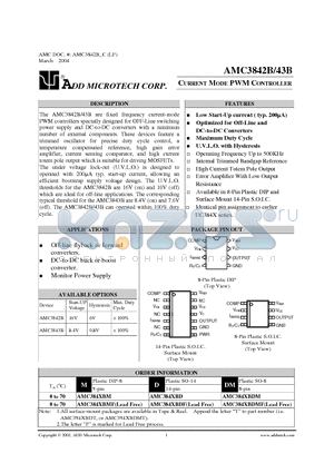AMC3842B datasheet - CURRENT MODE PWM CONTROLLER