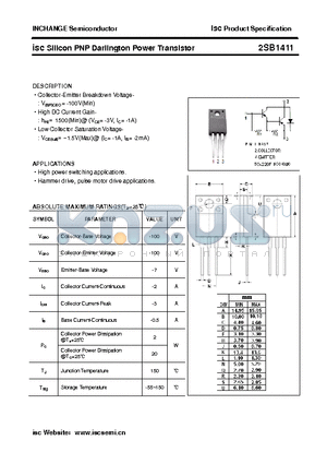 2SB1411 datasheet - isc Silicon PNP Darlington Power Transistor