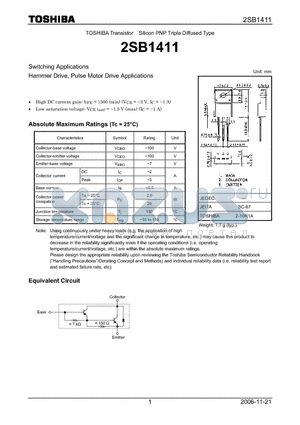 2SB1411 datasheet - Silicon PNP Triple Diffused Type