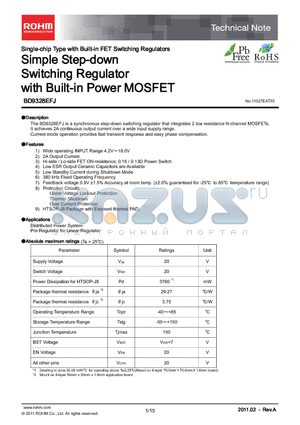 BD9328EFJ-E2 datasheet - Simple Step-down Switching Regulator with Built-in Power MOSFET