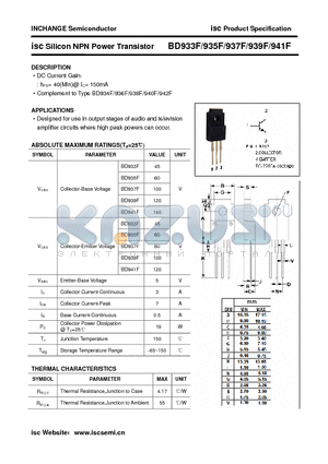 BD933F datasheet - isc Silicon NPN Power Transistor